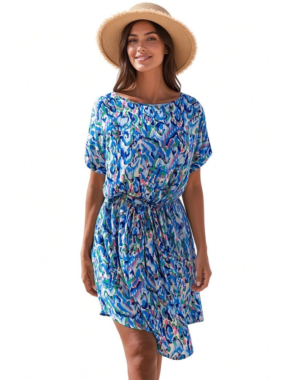 NWT Cupshe Abstract Print Belted Mini Dress Size Small